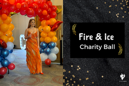 Maddie is seen presenting at the fire and ice themed charity ball