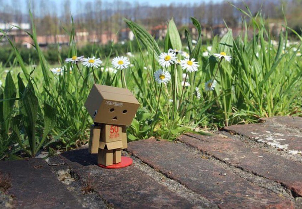 Confused cartoon in grass