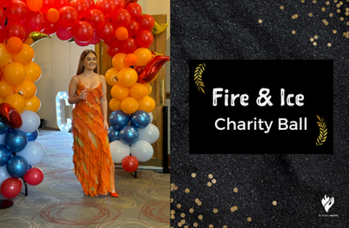 Maddie is seen presenting at the fire and ice themed charity ball