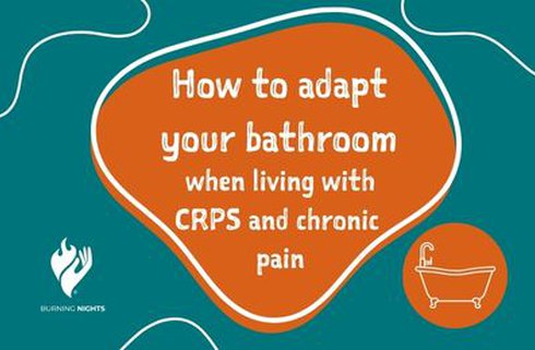 White text on an orange background how to adapt your bathroom when living with CRPS and chronic pain