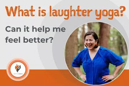 What is laughter yoga – can it help me feel better? Image of laughing woman and Burning Nights CRPS Support logo..