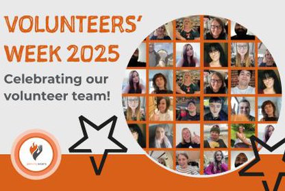Volunteers' Week 2025. Celebrating our team! Photo collage of Burning Nights volunteers