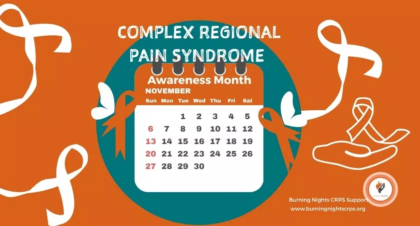 Calendar of November with text that reads November is CRPS Awareness Month