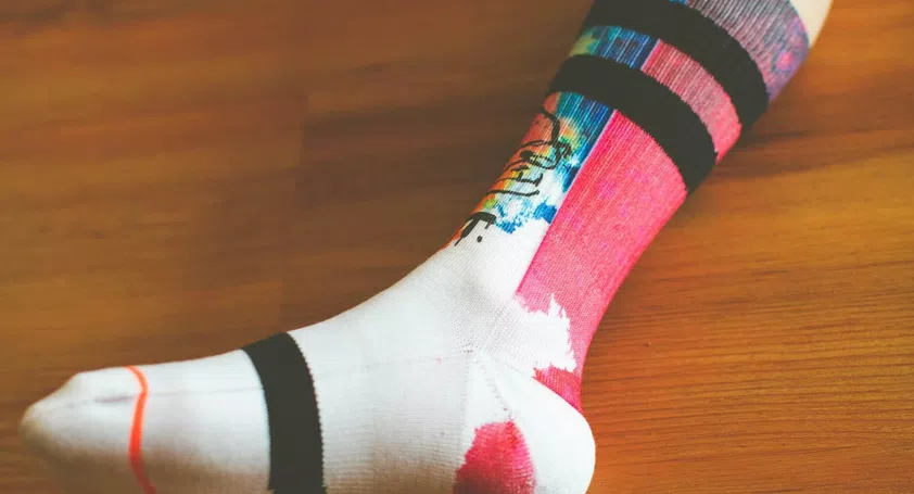 Image of a colourful compression sock