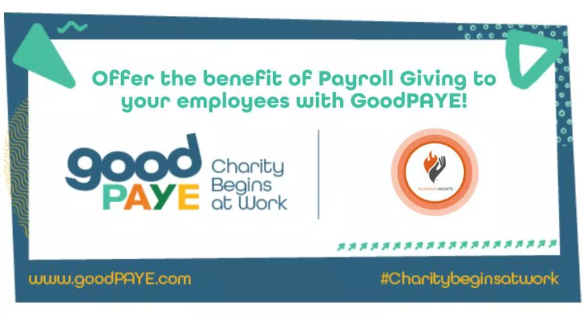 Text says: offer the benefit of Payroll Giving to your employees with GoodPAYE