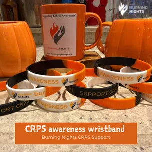 CRPS awareness wristband with orange, black and white colours