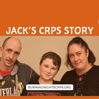 Jack's CRPS Story | Man with balding head on the left, small young boy with brown hair in the middle and a woman on the right with dark hair. All wearing dark t-shirts