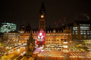 Manchester Town Hall turned orange on 23 November 2015