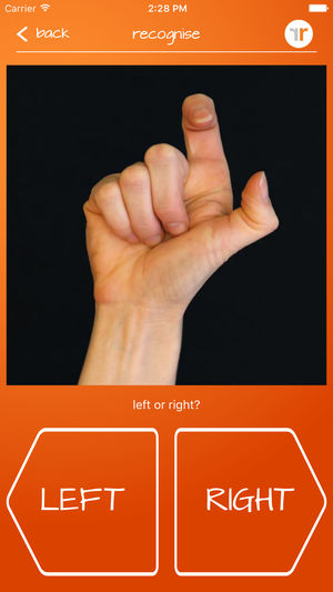 Screenshot of the Recognise App for hands