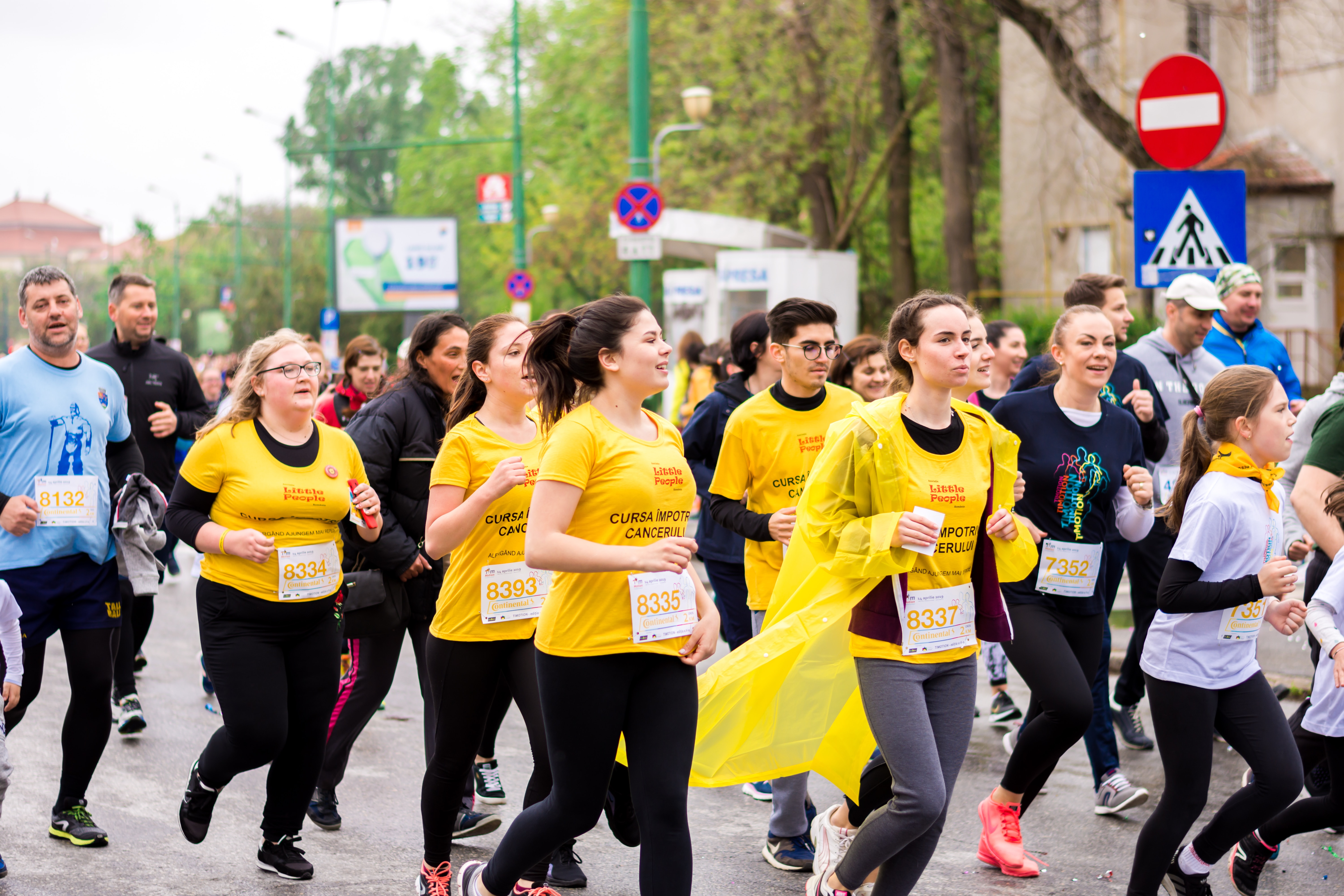 Group of people running marathon