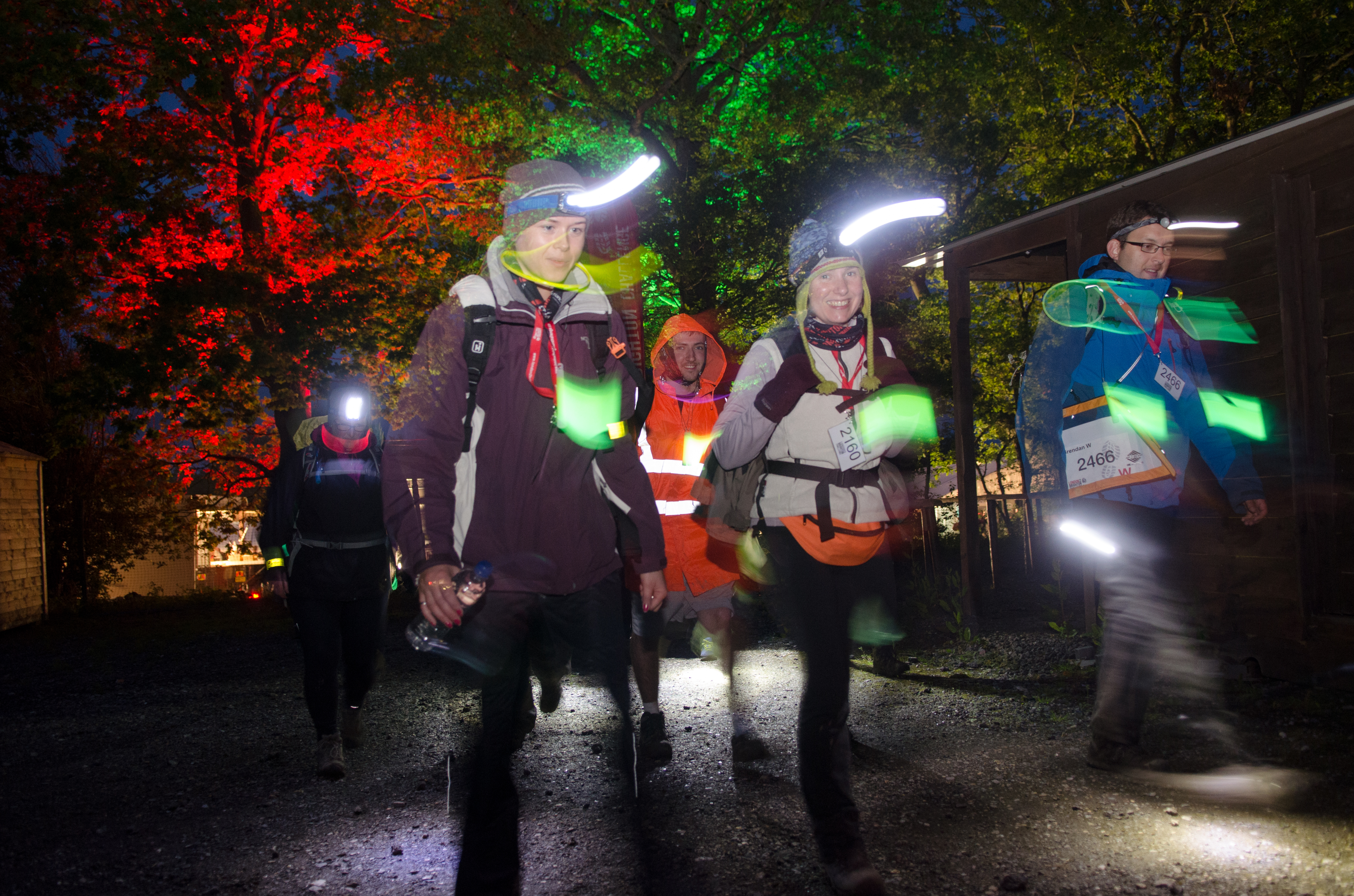 London Halloween Walk 2026, photo of participants on the route in the dark and wearing headtorches