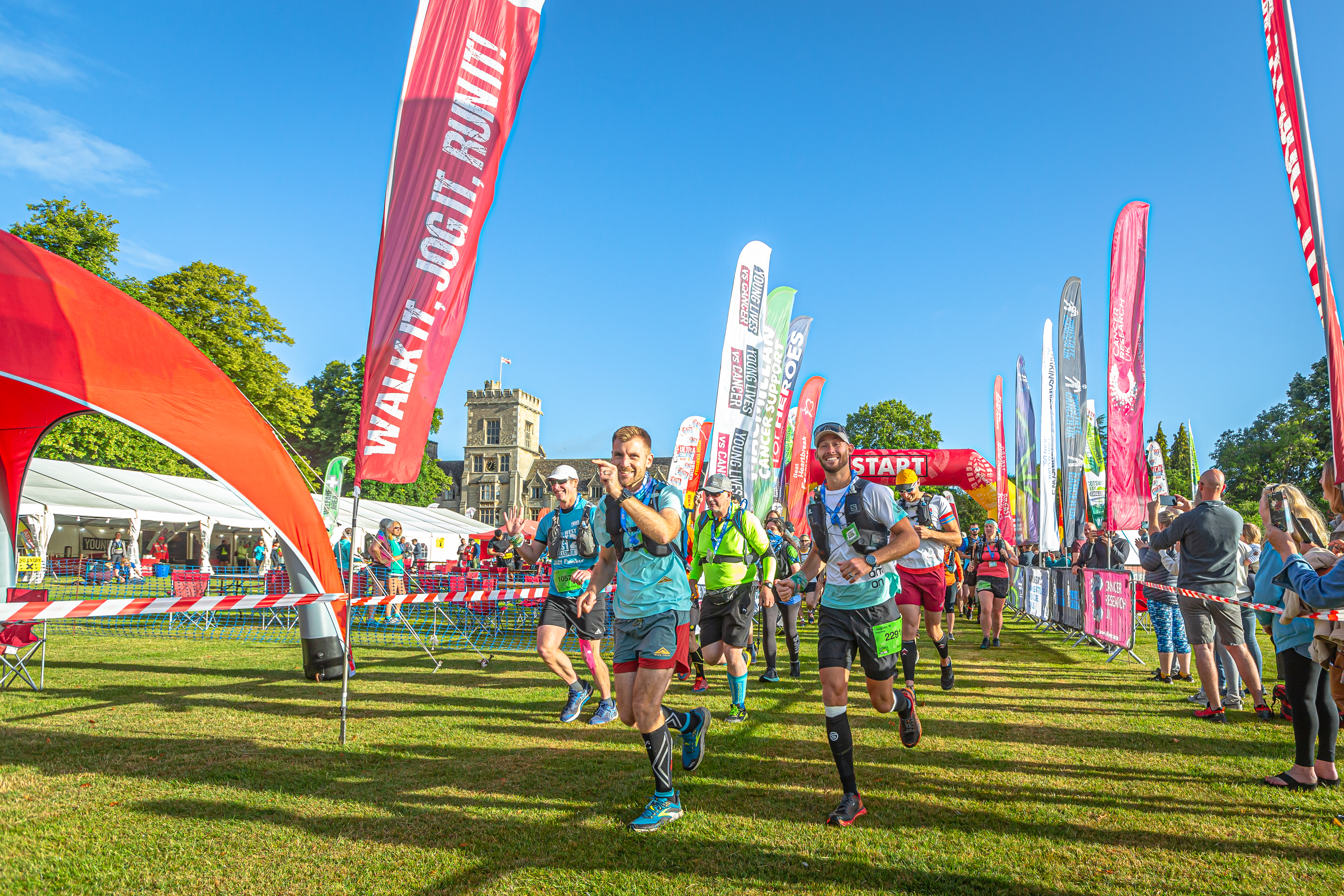 Cotswold Way Ultra Challenge 2026, photo of participants on the route with the start line in the background