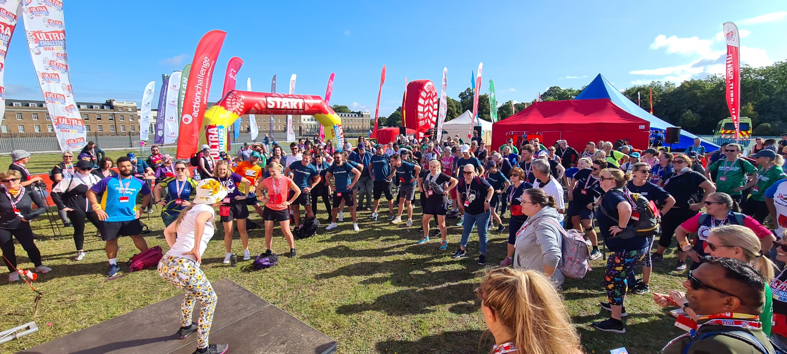 London Summer Walk 2026, photo of participants doing a warm up next to the start line
